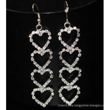 Cheep encantadora en forma de corazón Clear Drop Pendientes de cristal